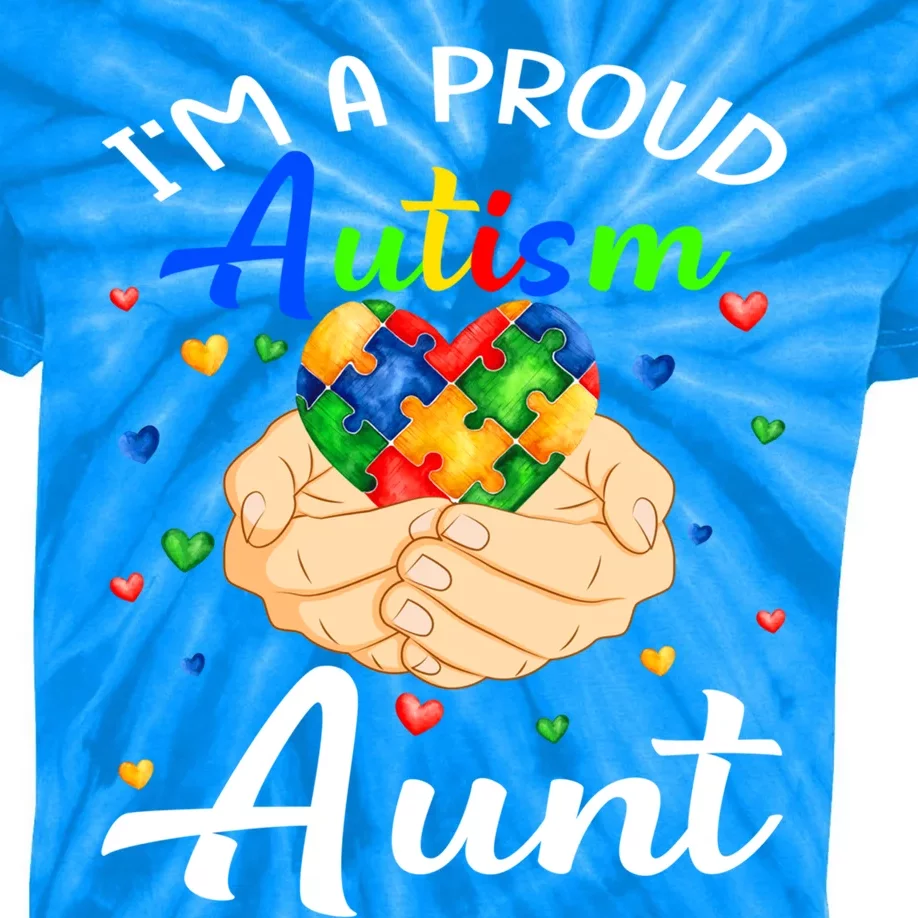 I'm A Proud Autism Aunt Autism Awareness Autistic Gift Kids Tie-Dye T-Shirt