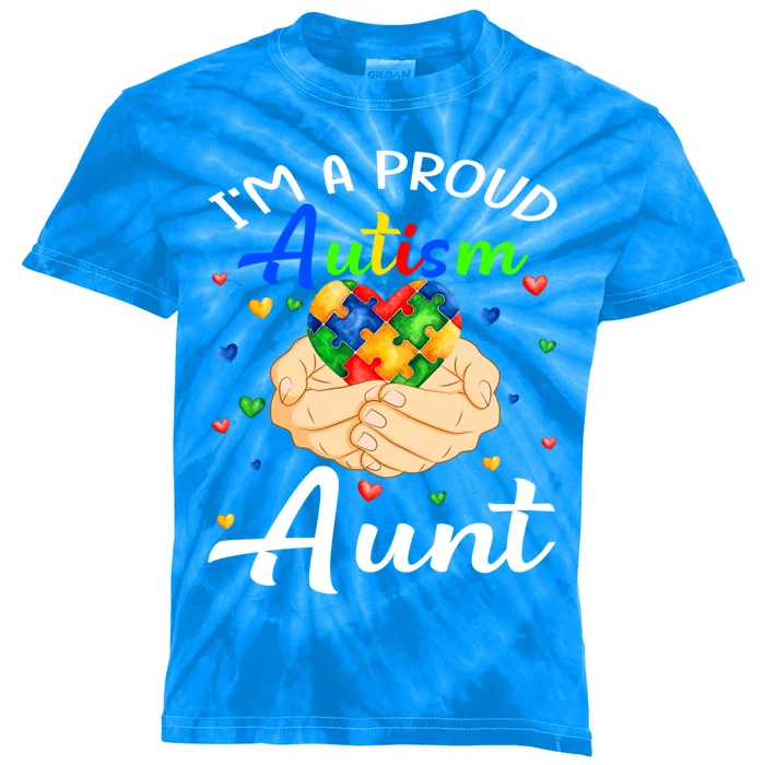 I'm A Proud Autism Aunt Autism Awareness Autistic Gift Kids Tie-Dye T-Shirt