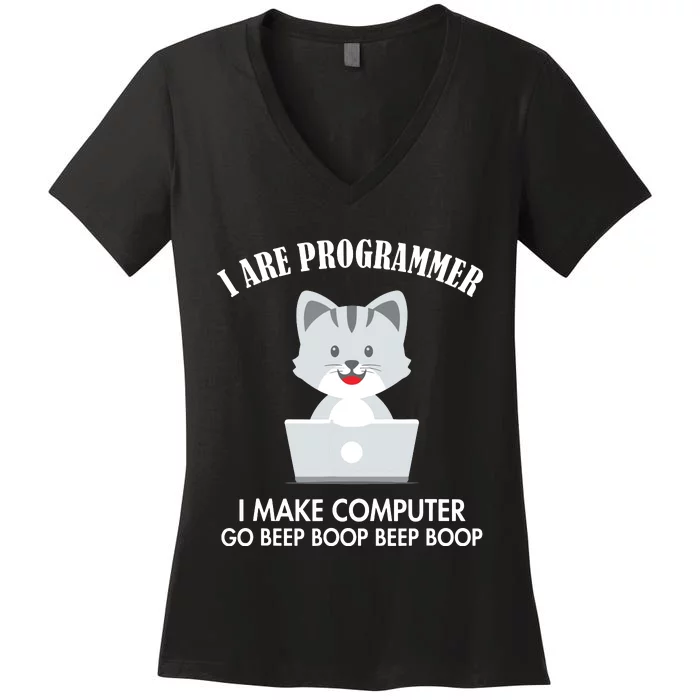 I Are Programmer Cat Engineer Full Stack Software Developer Women's V-Neck T-Shirt