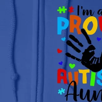 I'm A Proud Autism Aunt Autism Awareness Gift Full Zip Hoodie