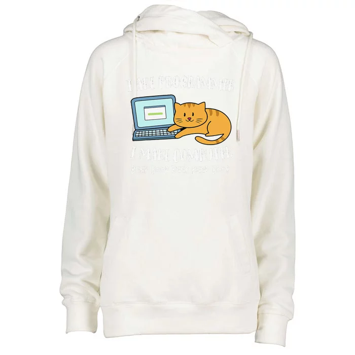 I Are Programmer I Make Computer Beep Funny Cute Cat Womens Funnel Neck Pullover Hood