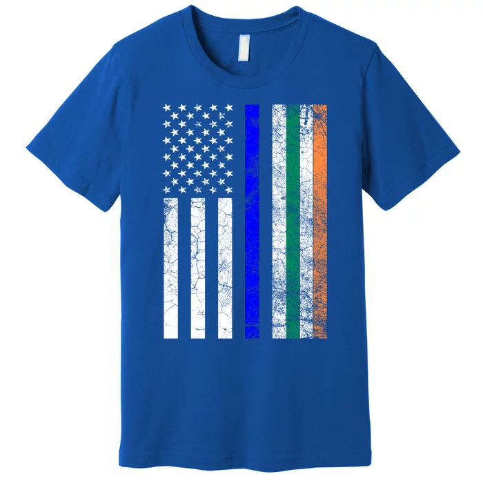 Irish American Police Cop Flag St Patrick's Day Gift Premium T-Shirt