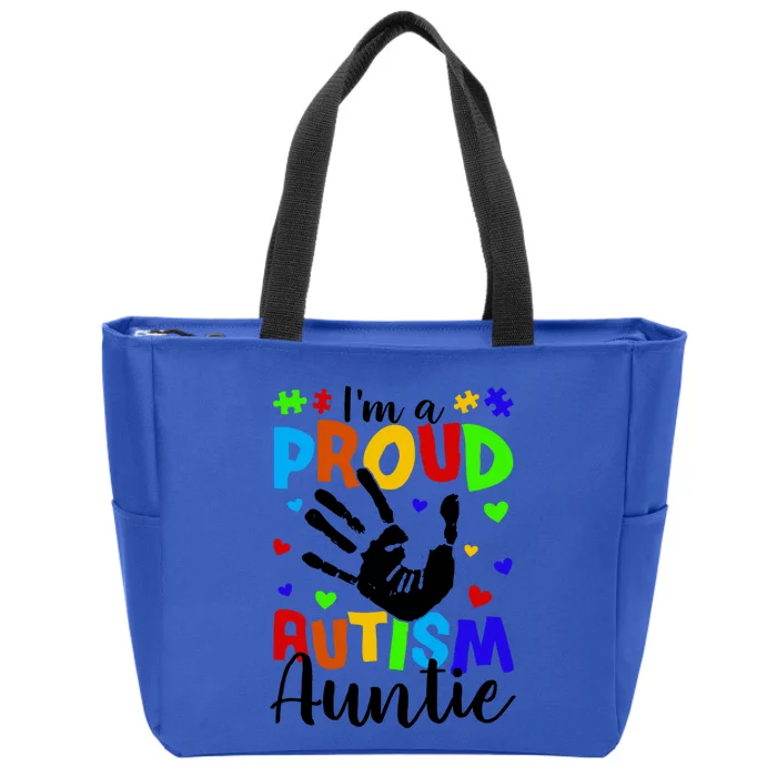 I'm A Proud Autism Auntie Autism Awareness Gift Zip Tote Bag