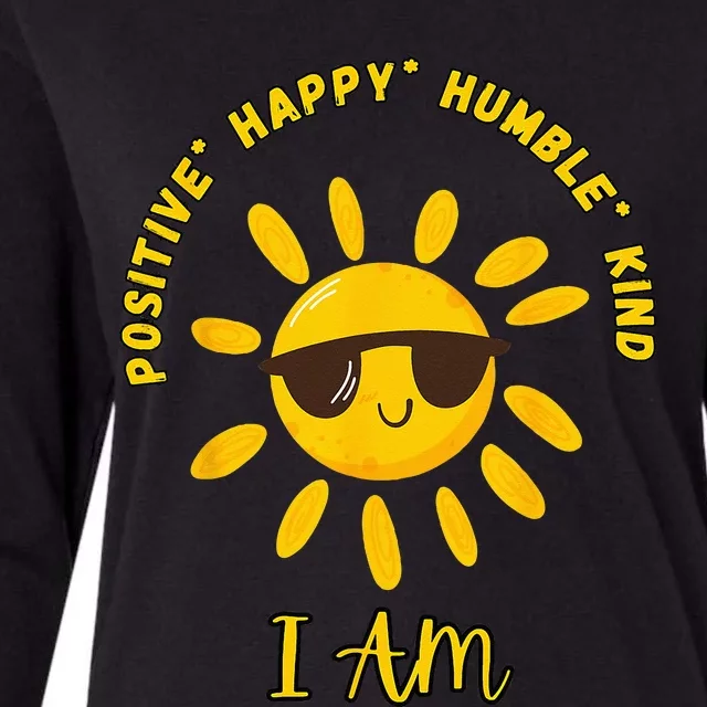 I AM positive energy design with sunshine wearing sunglasses Womens Cotton Relaxed Long Sleeve T-Shirt