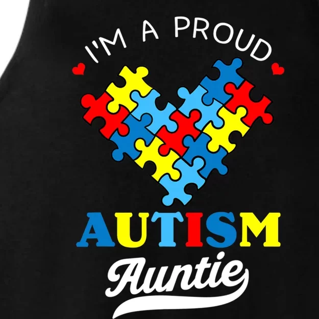 I'm A Proud Autism Auntie Autism Awareness Funny Gift Ladies Tri-Blend Wicking Tank