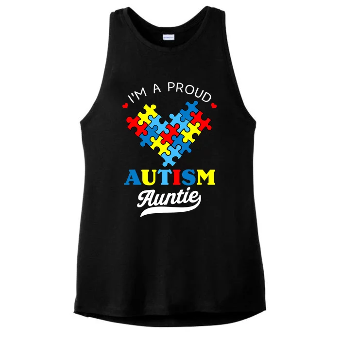 I'm A Proud Autism Auntie Autism Awareness Funny Gift Ladies Tri-Blend Wicking Tank