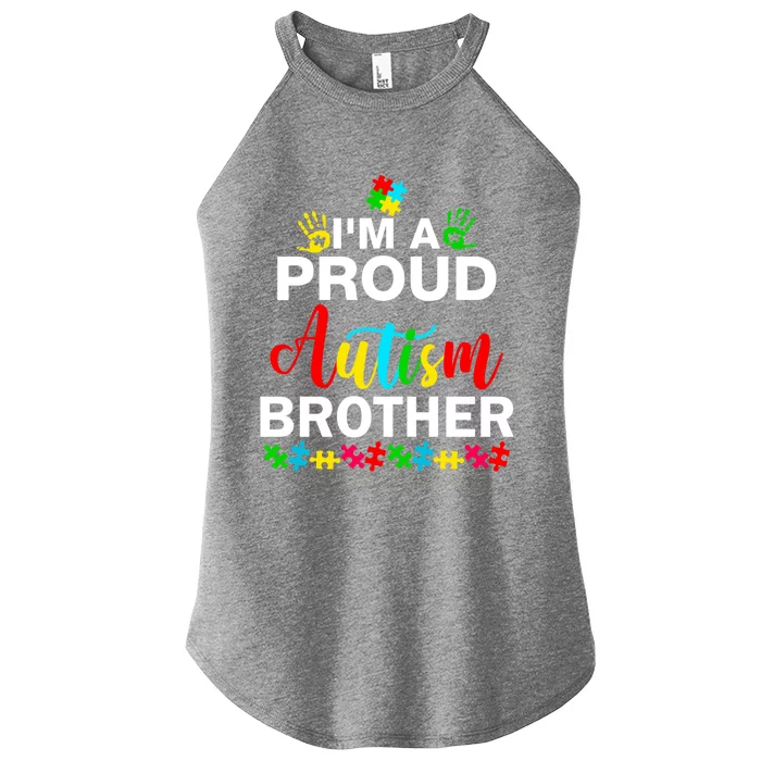 I'm A Proud Autism Brother Autism Awareness Costume Funny Gift Women’s Perfect Tri Rocker Tank