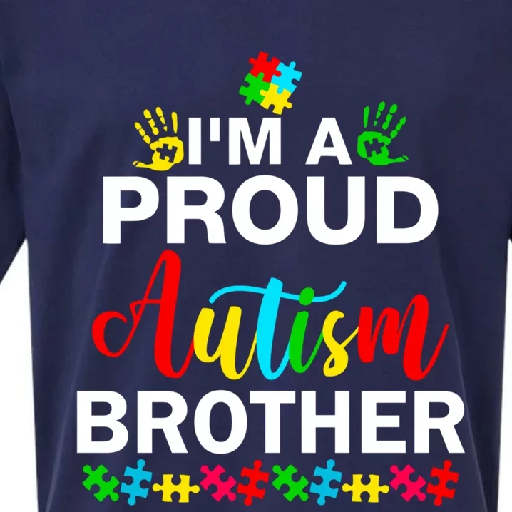 I'm A Proud Autism Brother Autism Awareness Costume Funny Gift Sueded Cloud Jersey T-Shirt