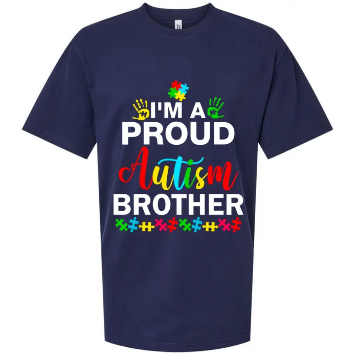 I'm A Proud Autism Brother Autism Awareness Costume Funny Gift Sueded Cloud Jersey T-Shirt