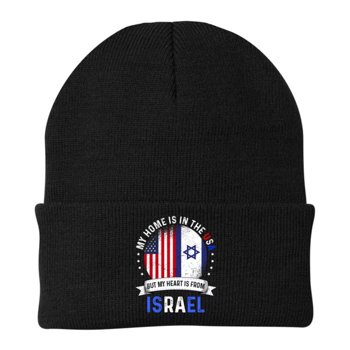 Israeli American Patriot Heart Is From Israel Flag Knit Cap Winter Beanie