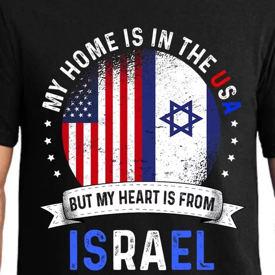 Israeli American Patriot Heart Is From Israel Flag Pajama Set