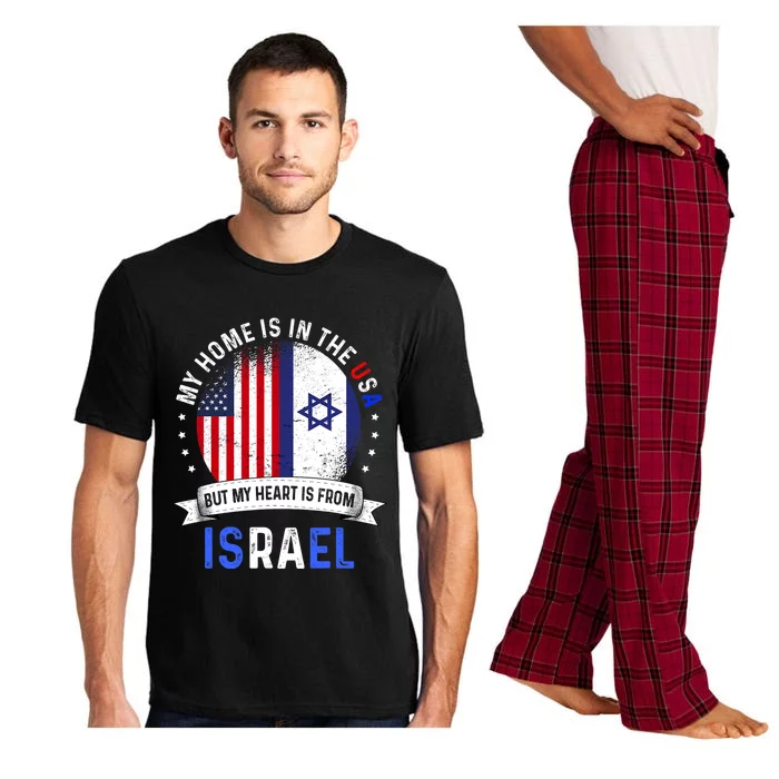 Israeli American Patriot Heart Is From Israel Flag Pajama Set