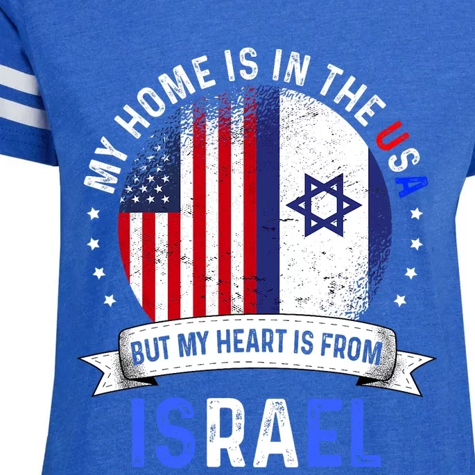 Israeli American Patriot Heart Is From Israel Flag Enza Ladies Jersey Football T-Shirt