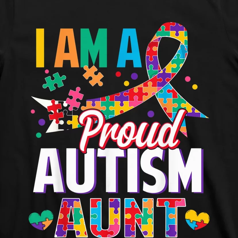 I'm a Proud Autism Aunt Autism Awareness Puzzle Piece Auntie T-Shirt