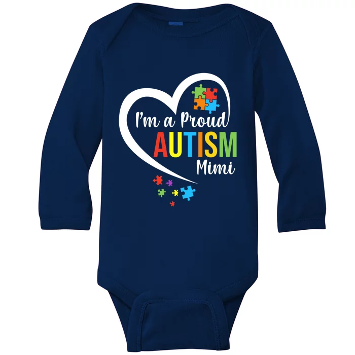 Im A Proud Autism Mimi Love Heart Autism Awareness Puzzle Gift Baby Long Sleeve Bodysuit