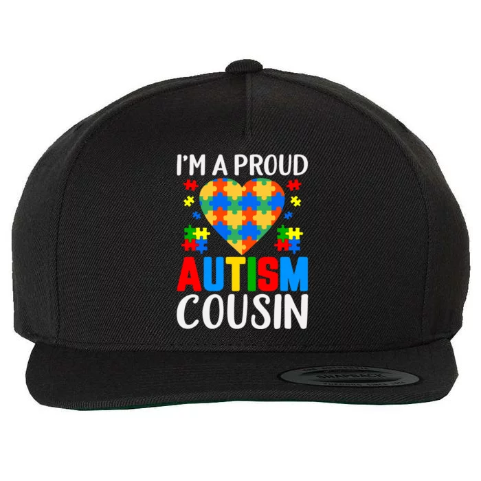 I'm A Proud Autism Cousin Autism Gift Wool Snapback Cap