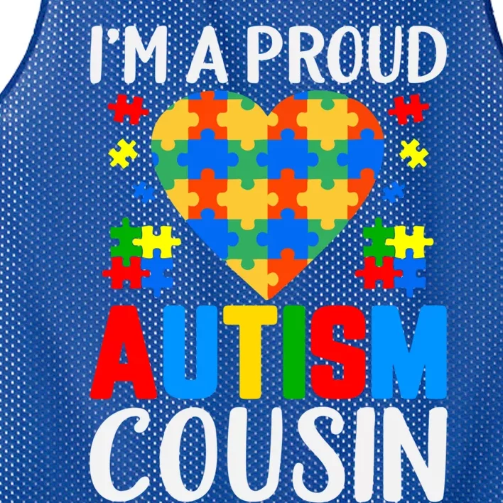 I'm A Proud Autism Cousin Autism Gift Mesh Reversible Basketball Jersey Tank