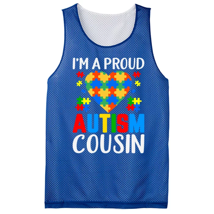 I'm A Proud Autism Cousin Autism Gift Mesh Reversible Basketball Jersey Tank