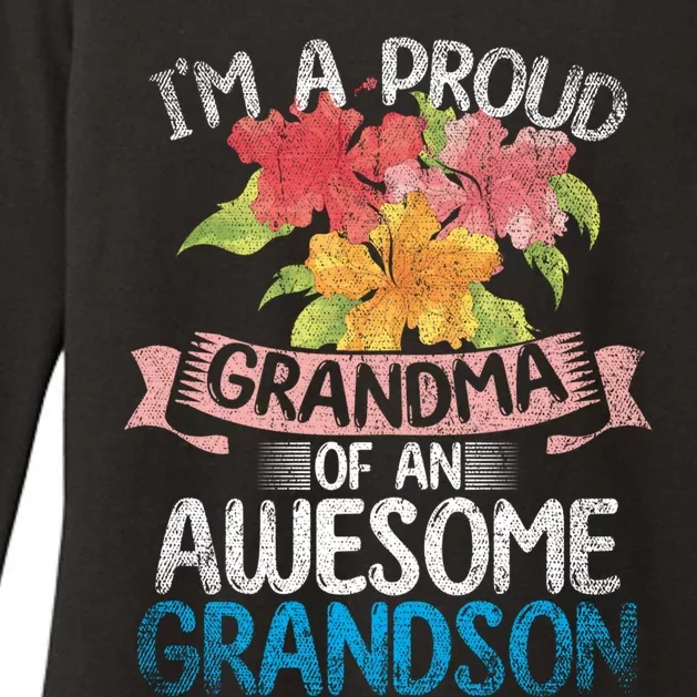 Im A Proud Grandma Of An Awesome Grandson Floral Grandma Cute Gift Womens CVC Long Sleeve Shirt