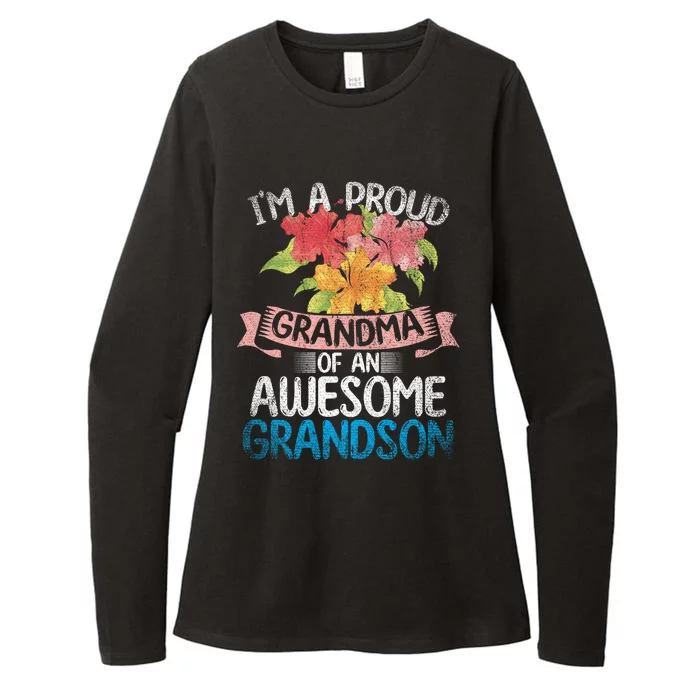 Im A Proud Grandma Of An Awesome Grandson Floral Grandma Cute Gift Womens CVC Long Sleeve Shirt