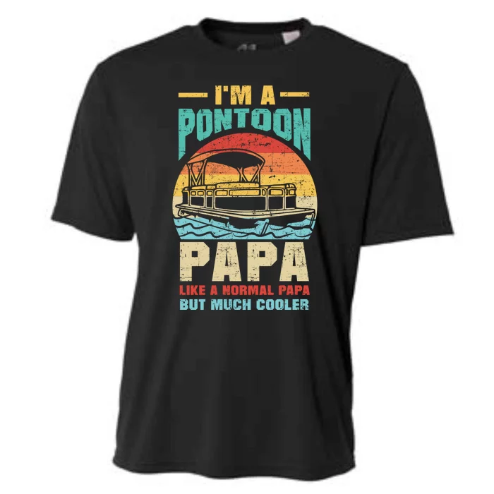 IM A Pontoon Papa Boat Lover Grandpa Father Pontoon Captain Gift Cooling Performance Crew T-Shirt