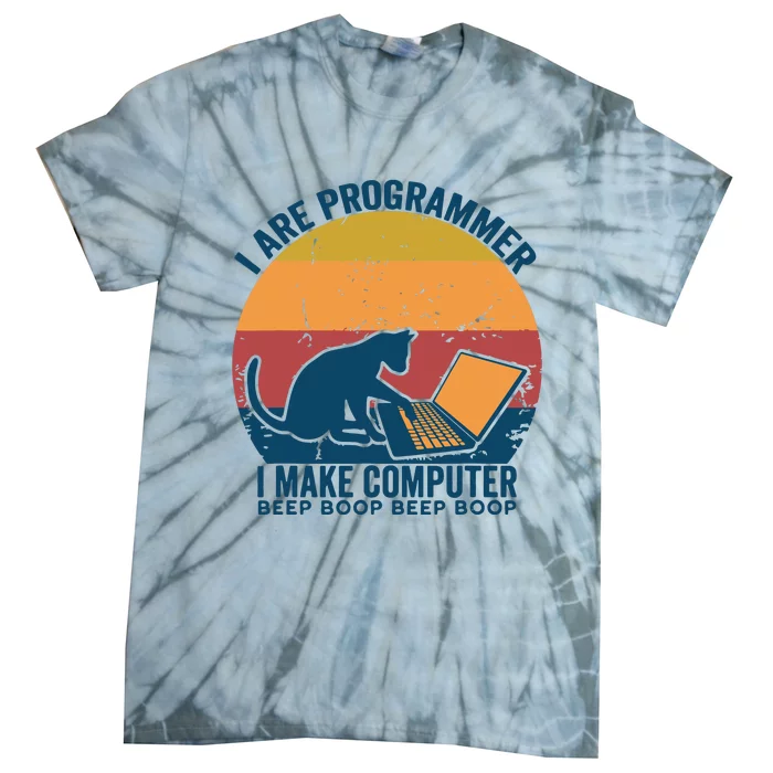 I Are Programmer I Make Computer Beep Boop Vintage Cute Cat Tie-Dye T-Shirt