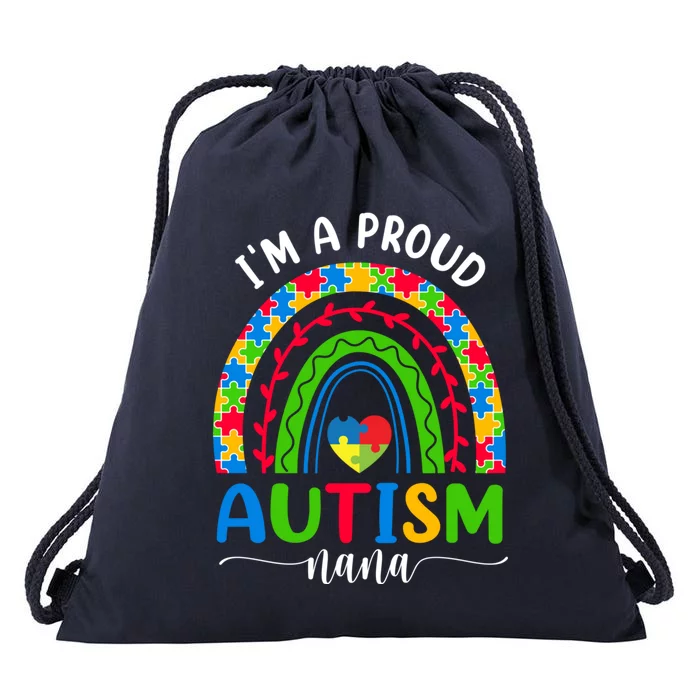 Im A Proud Autism Nana Love Heart Autism Awareness Puzzle Cute Gift Drawstring Bag