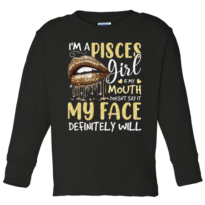 I'm A Pisces Leopard Printed Birthday Toddler Long Sleeve Shirt