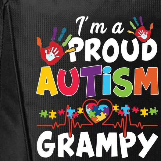 I'm A Proud Autism Grampy Autism Heart Gift City Backpack