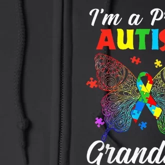 Im A Proud Autism Grandma Puzzle Ribbon Butterfly Awareness Full Zip Hoodie