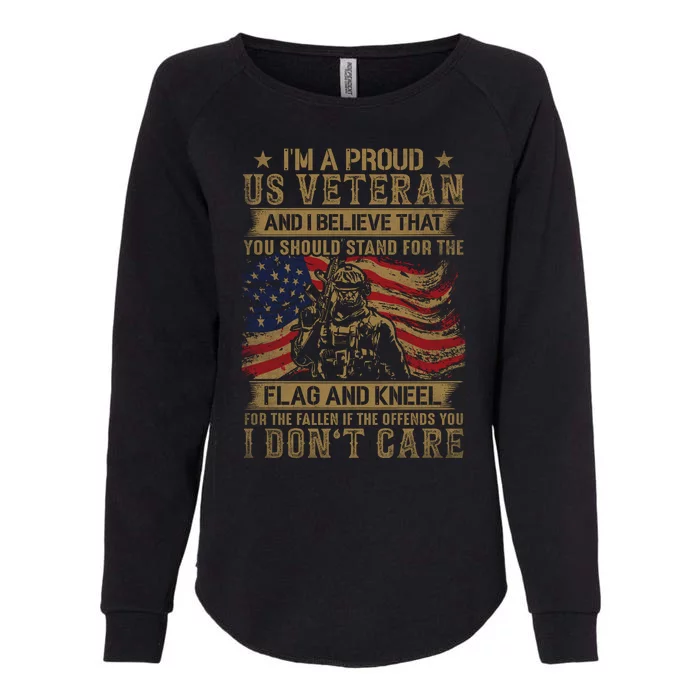 I'm A Proud Us Veteran And I Believe Flag And Kneel Womens California Wash Sweatshirt