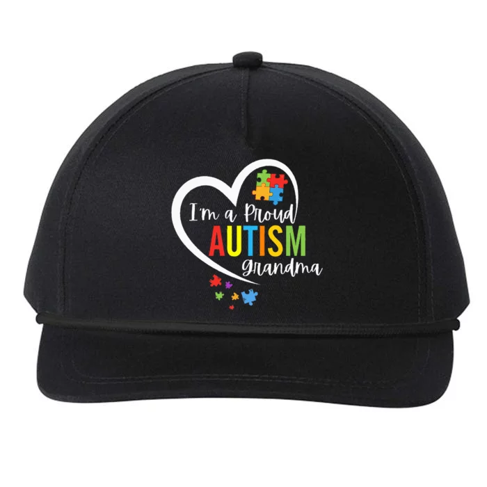 Im A Proud Grandma Love Heart Autism Awareness Puzzle Snapback Five-Panel Rope Hat