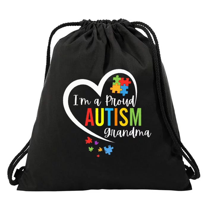 Im A Proud Grandma Love Heart Autism Awareness Puzzle Drawstring Bag