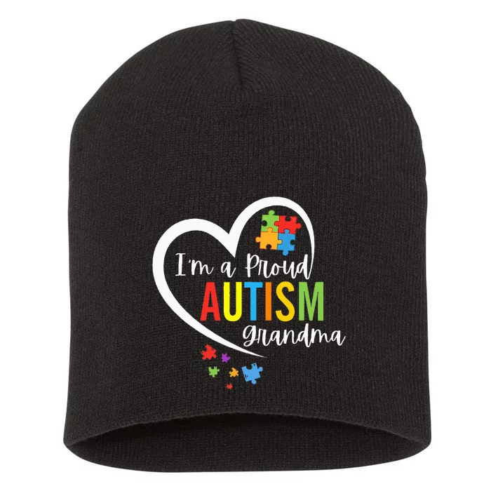 Im A Proud Grandma Love Heart Autism Awareness Puzzle Short Acrylic Beanie