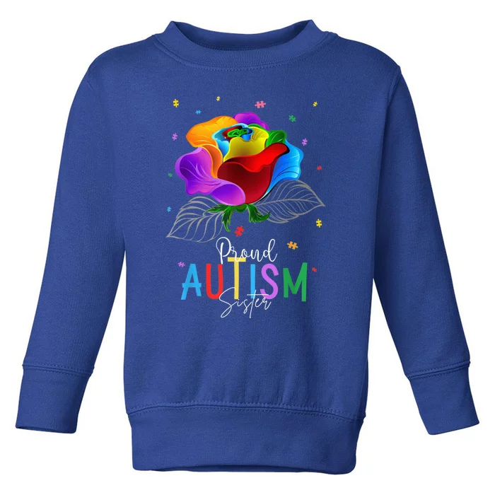 I'm a Proud Autism Sister Autism Awareness Puzzle Flowers Toddler Sweatshirt