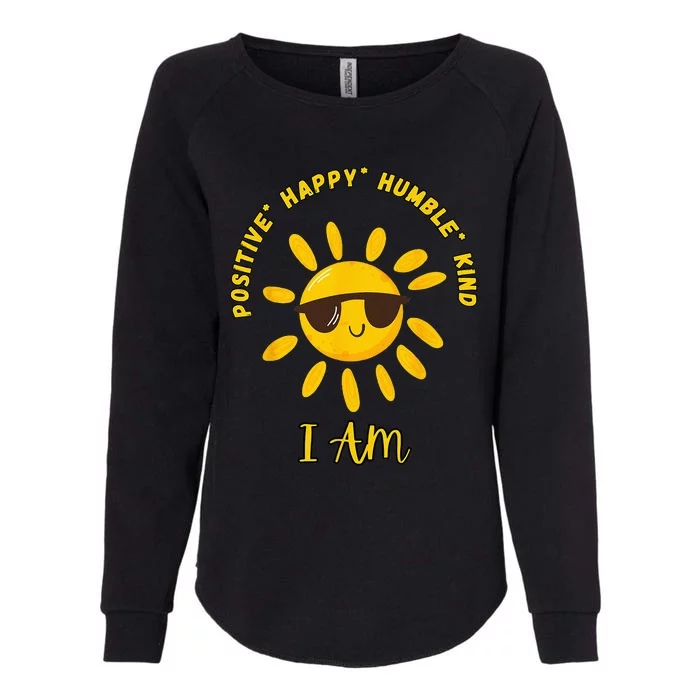 I AM Positive Energy Design With Sunshine Wearing Sunglasses Womens California Wash Sweatshirt