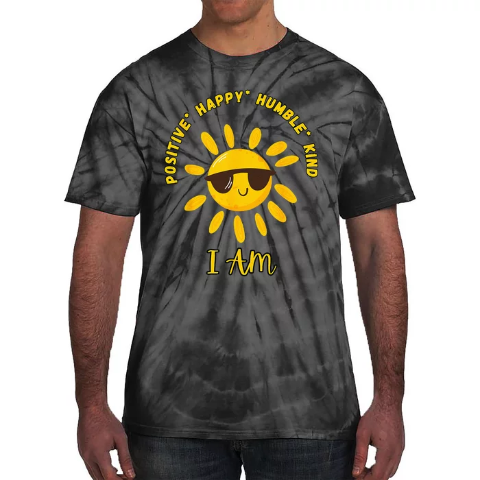 I AM Positive Energy Design With Sunshine Wearing Sunglasses Tie-Dye T-Shirt