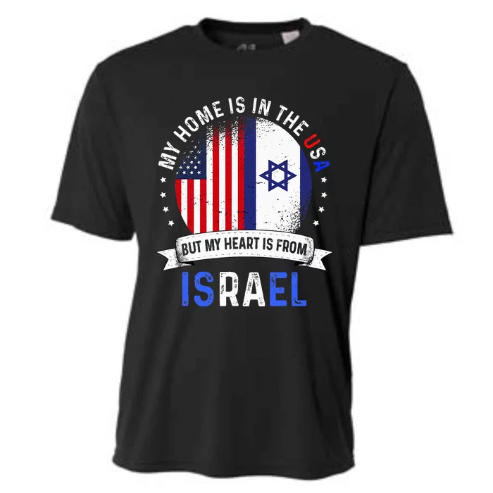 Israeli American Patriot Heart Is From Israel Flag Cooling Performance Crew T-Shirt