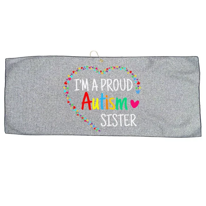 I'm A Proud Autism Sister Women Gifts Autism Awareness Large Microfiber Waffle Golf Towel