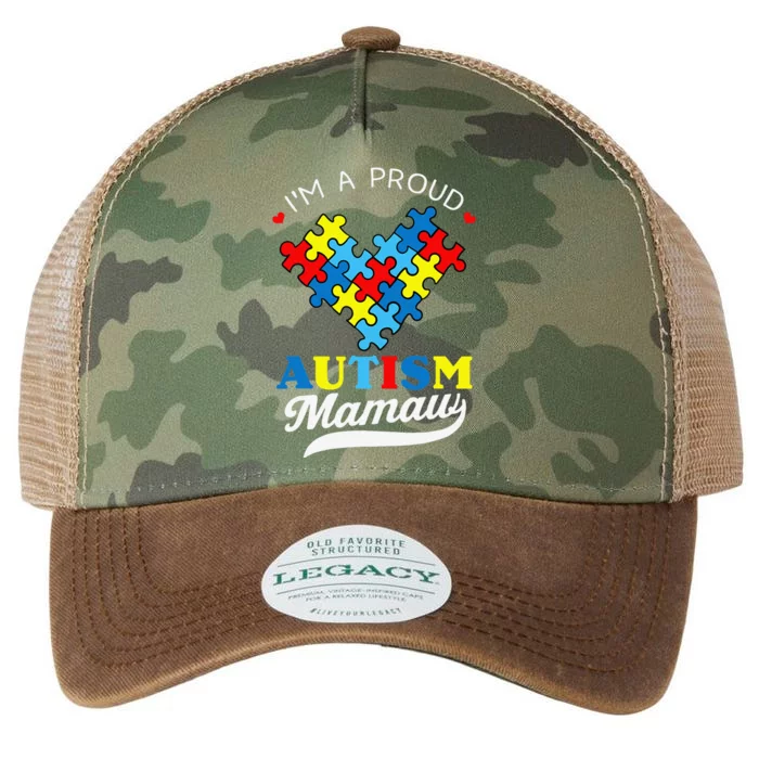 I'm A Proud Mamaw Autism Awareness Heart Autistic Grandchild Legacy Tie Dye Trucker Hat