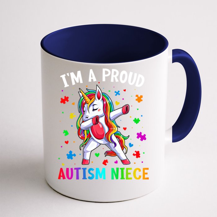 IM A Proud Autism Niece Dabbing Unicorn Autism Puzzle Piece Cute Gift Front & Back Coffee Mug