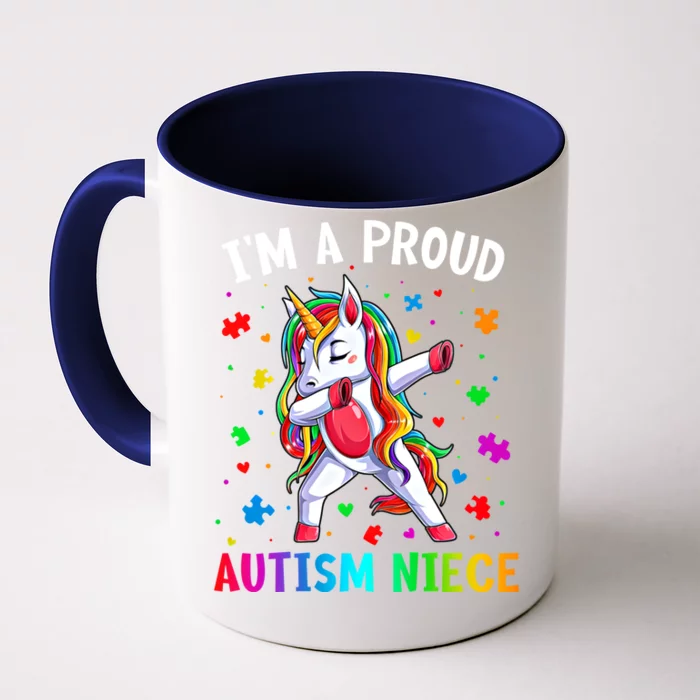 IM A Proud Autism Niece Dabbing Unicorn Autism Puzzle Piece Cute Gift Front & Back Coffee Mug