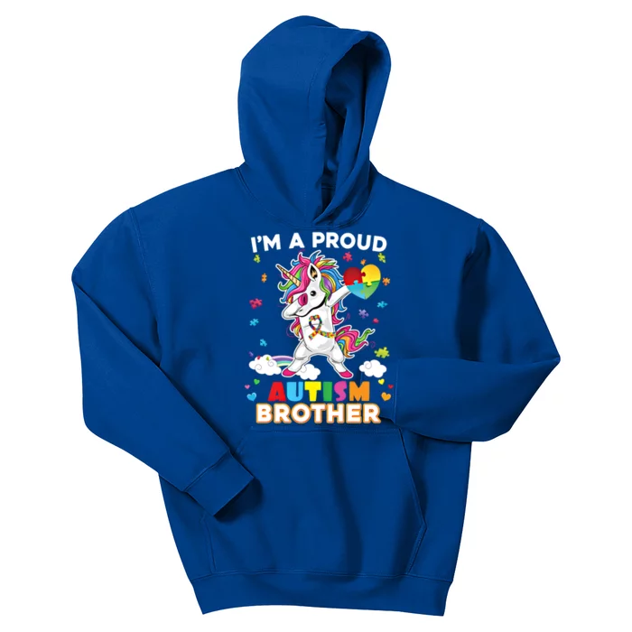 IM A Proud Brother Dabbing Unicorn Autism Awareness Puzzle Gift Kids Hoodie