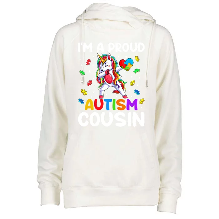 IM A Proud Cousin Autism Awareness Dabbing Unicorn Cute Gift Womens Funnel Neck Pullover Hood