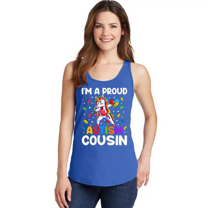 IM A Proud Cousin Autism Awareness Dabbing Unicorn Cute Gift Ladies Essential Tank