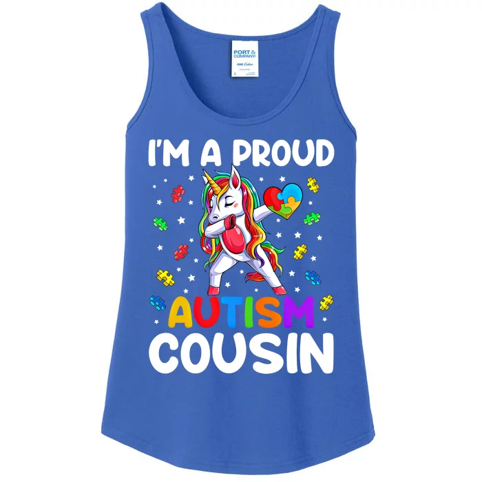 IM A Proud Cousin Autism Awareness Dabbing Unicorn Cute Gift Ladies Essential Tank