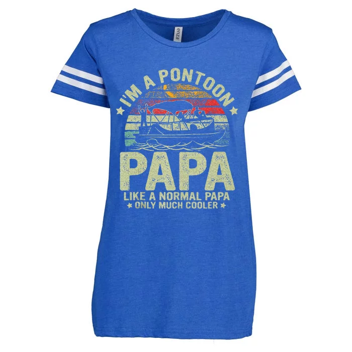 Im A Pontoon Papa Retro Vintage Captain Funny Boating Enza Ladies Jersey Football T-Shirt