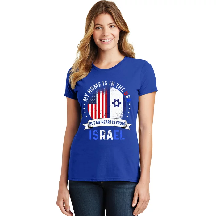 Israeli American Patriot Heart Is From Israel Flag Women's T-Shirt