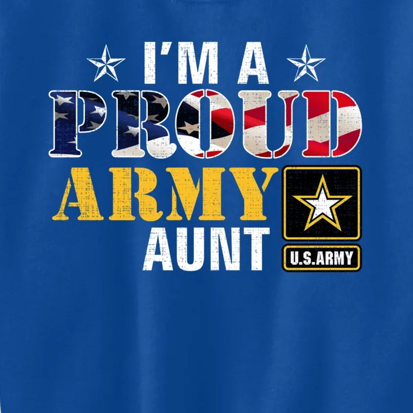 Im A Proud Army Aunt American Flag Military Gift Veteran Gift Kids Sweatshirt