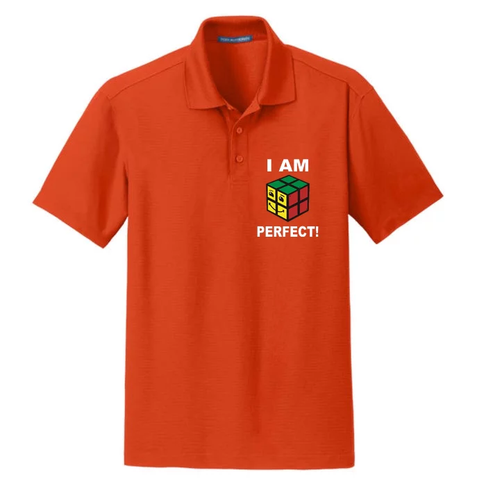 I Am Perfect Funny Retro Cube Meme Dry Zone Grid Performance Polo